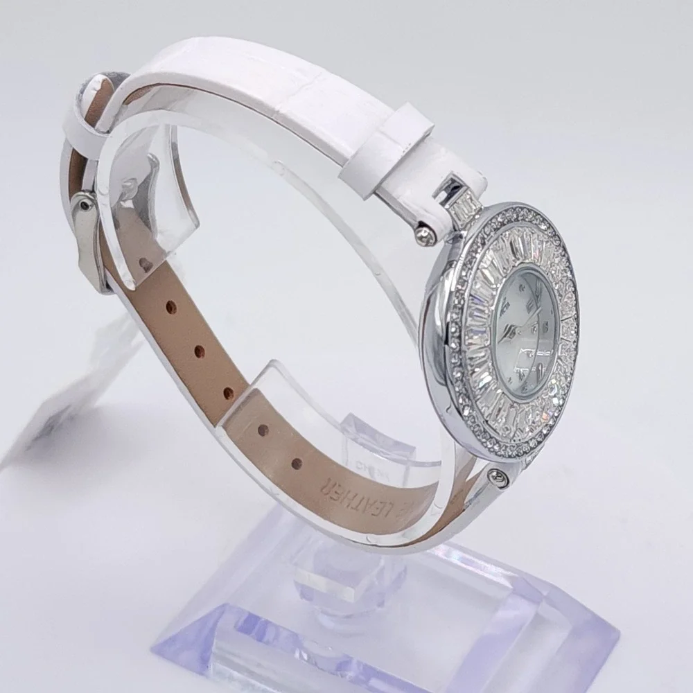 Invicta Celestial 70352 Womens Watch Silver Crystal White Leather 30mm New